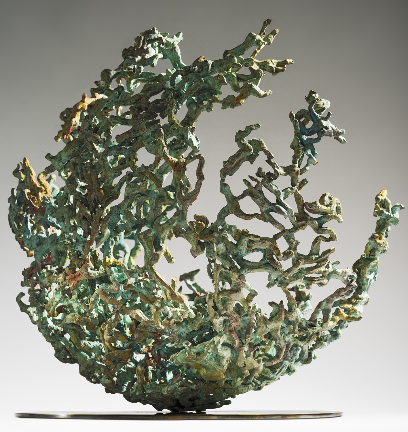 Sphère planète monde bronze sculpture art fissure comète